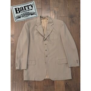 Barry Manufacturing 100% Pure Wool Suit Jacket 5-Button Sports Tan Coat Size 44L